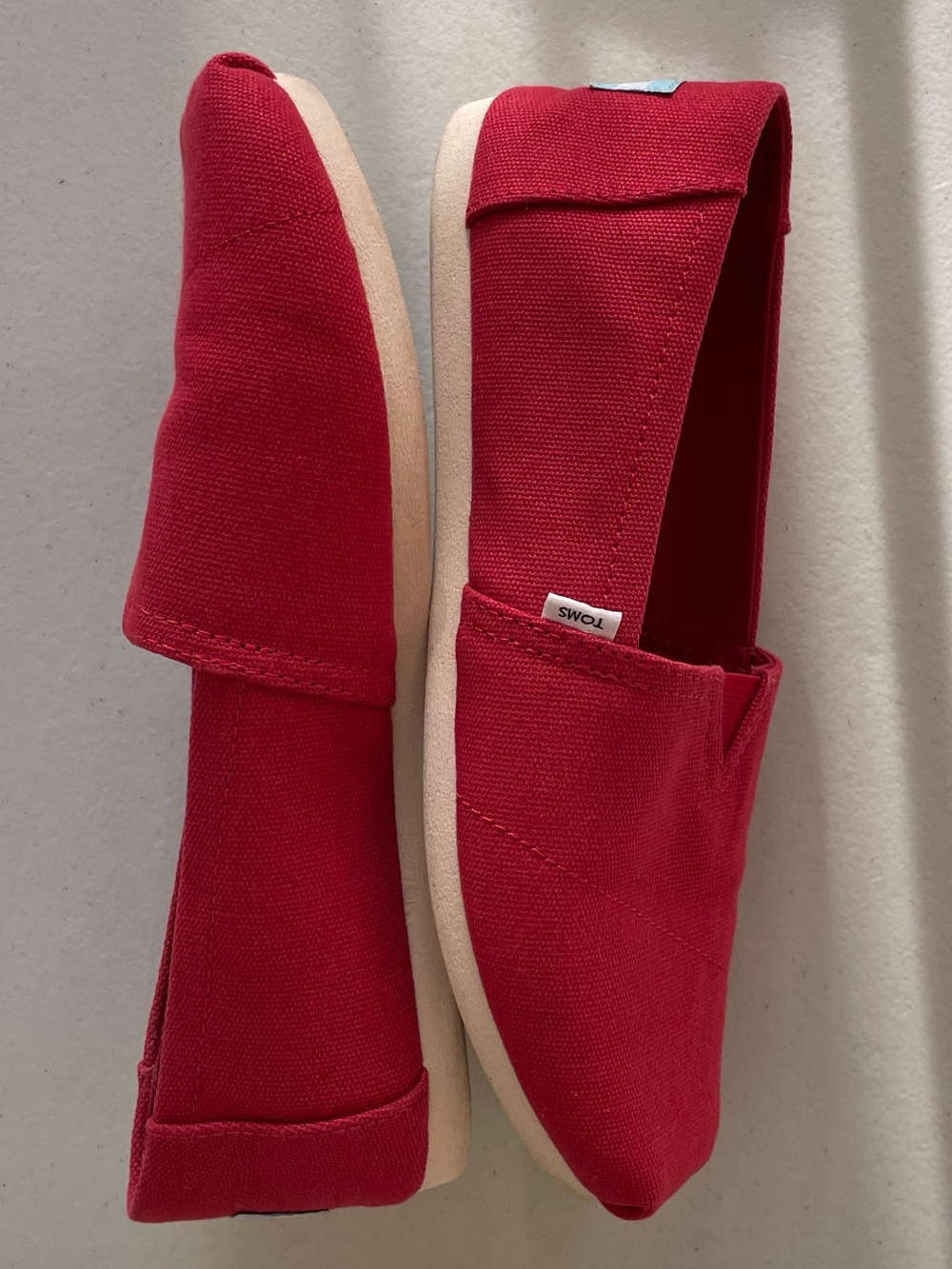 TOMS Red Classic Alpargata Canvas Slip On Flats - Women's Size 7 - Picture 6 of 10